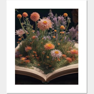 Flowers growing from book photo Posters and Art